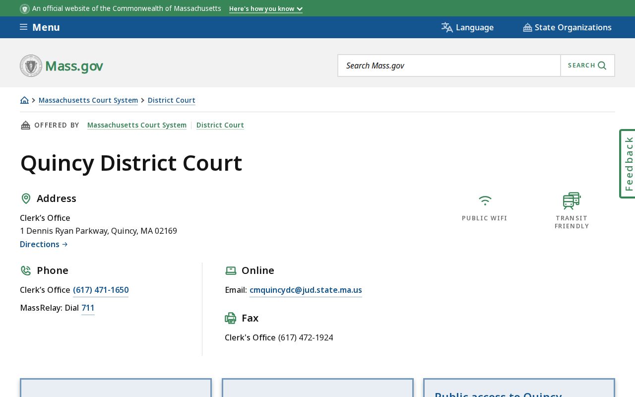 Quincy District Court page for Quincy warrant search questions