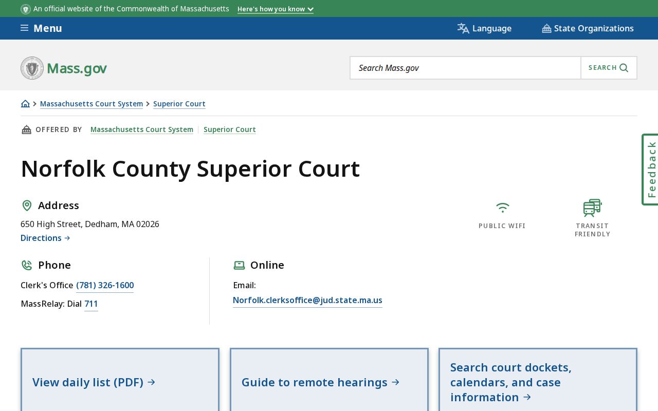 Norfolk County Superior Court page for Norfolk County warrant records questions